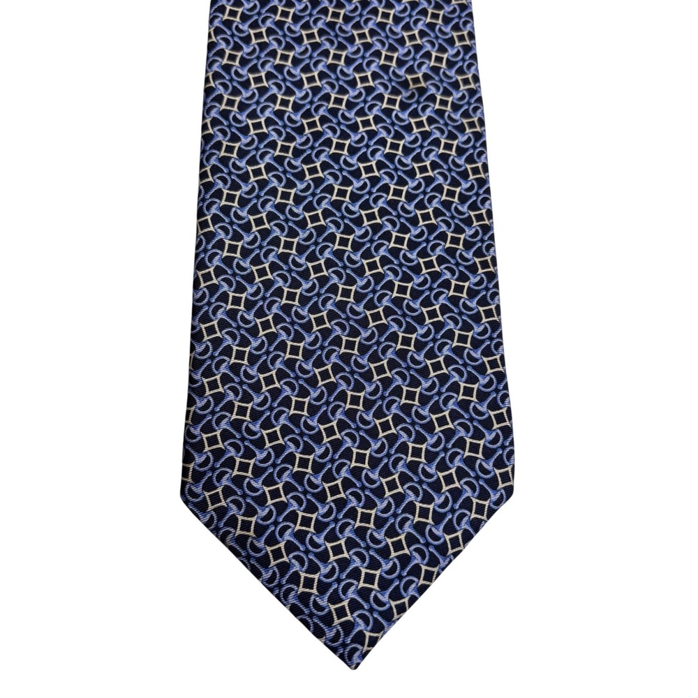 Brooks Brothers 346 Mens‎ Tie Blue Silk Geometric Professional 58" Long